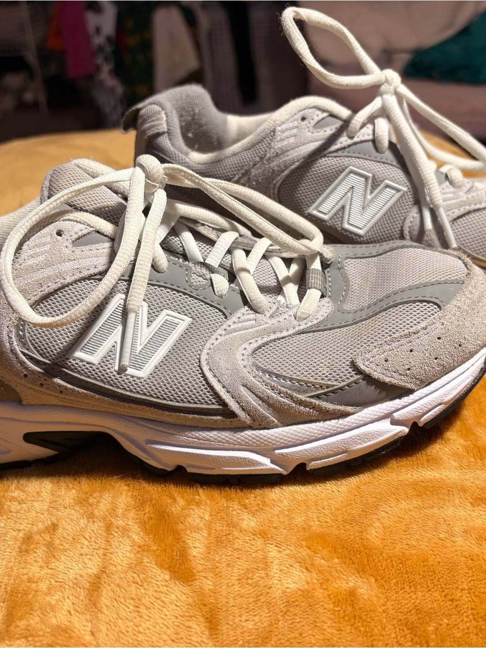 New Balance Grey and White Athletic Sneakers